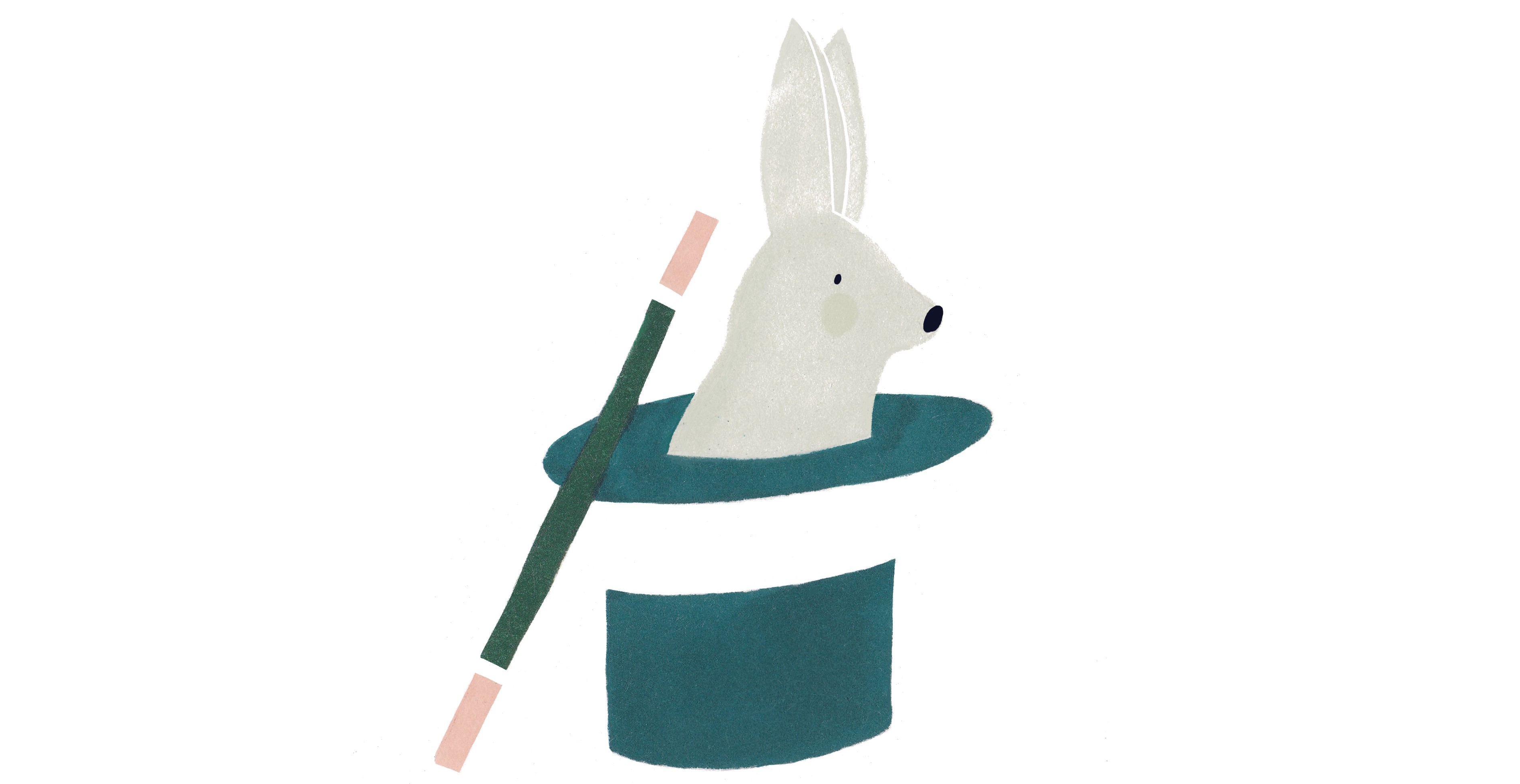 Illustration of a bunny coming out of a magician hat