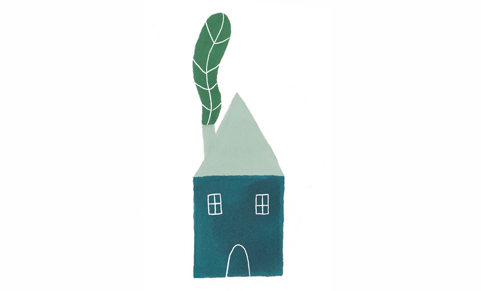 Illustration of a plant growing through of a house's chimney