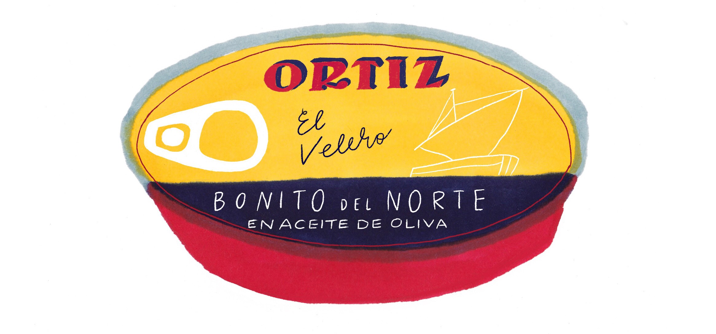 Illustration of an Ortiz can of tuna