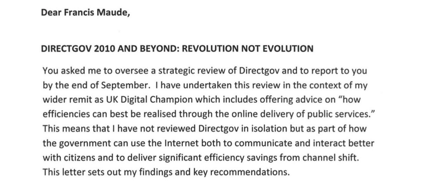 Directgov 2010 and Beyond: revolution not evolution