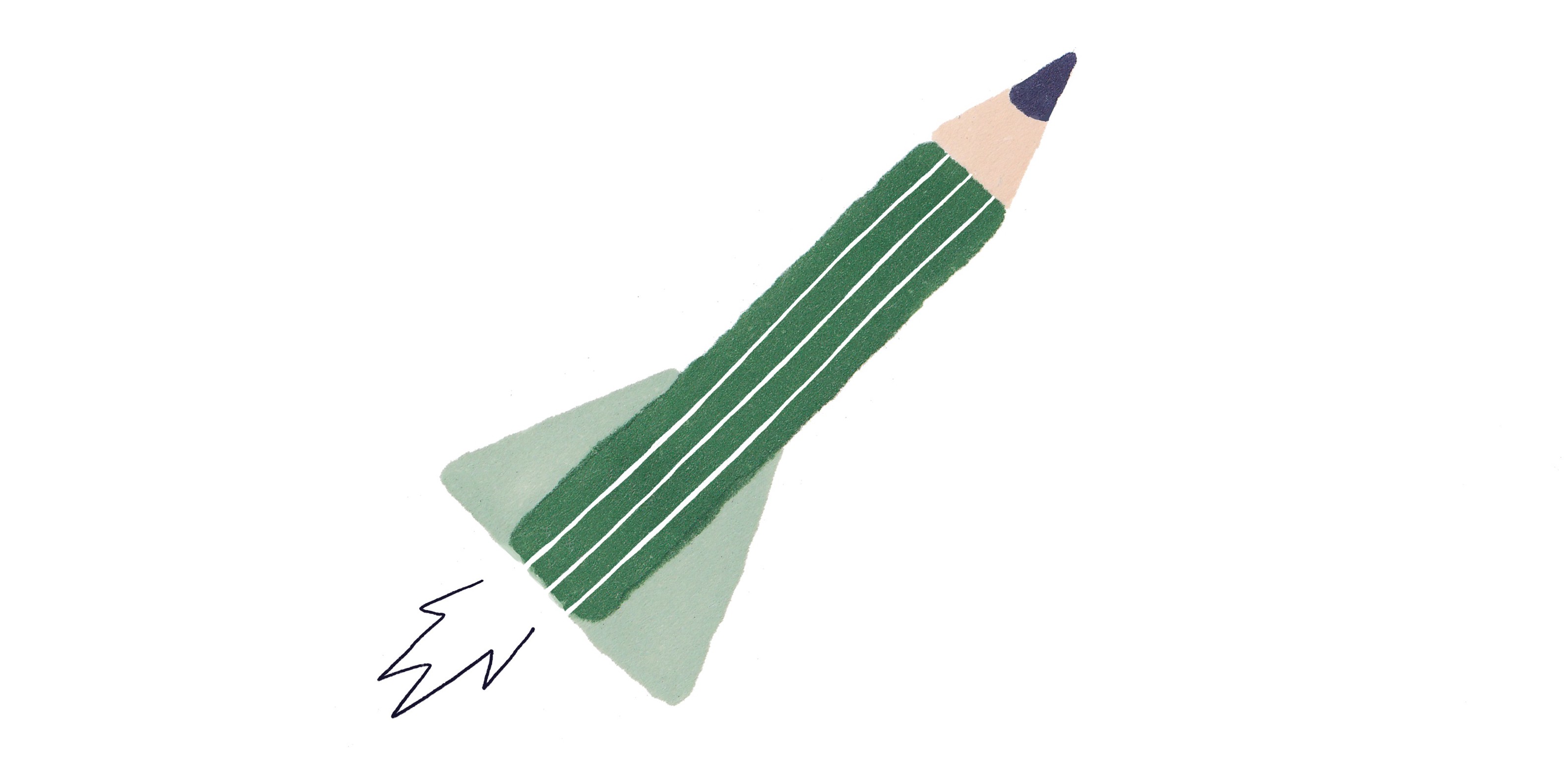 Illustration of a pencil shaped space rocket